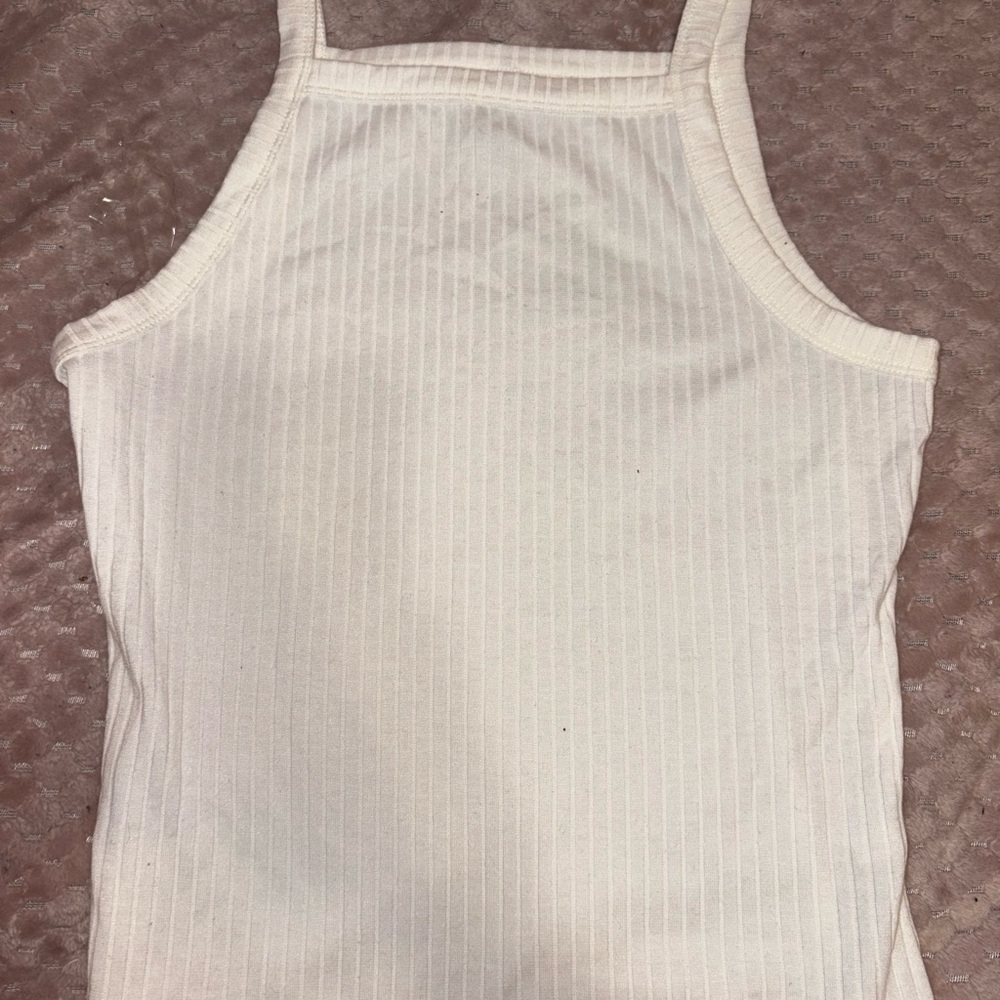 SO Women's White Ribbed Tank Top
